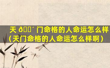 天 🐴 门命格的人命运怎么样（天门命格的人命运怎么样啊）